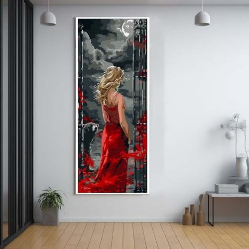 Diamond Painting Mond schöne Frau diamond painting erwachsene groß xxl 100x300cm，5D diamond painting set mit Zubehör Full Square Set，DIY Cross Stickerei Deko Wohnzimmer Schlafzimmer Eingang Wand F75 von FCNUEBVGL