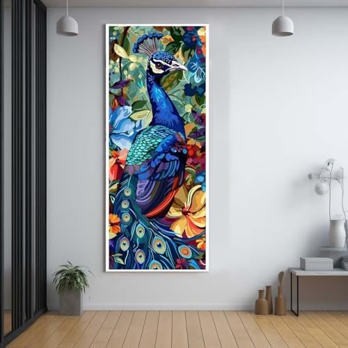 Diamond Painting Pfau Blume diamond painting erwachsene groß xxl 100x200cm，5D diamond painting set mit Zubehör Full Square Set，DIY Cross Stickerei Deko Wohnzimmer Schlafzimmer Büro Eingang Wand G77 von FCNUEBVGL