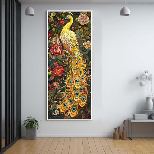 Diamond Painting Pfau Tier diamond painting erwachsene groß xxl 100x200cm，5D diamond painting set mit Zubehör Full Square Set，DIY Cross Stickerei Deko Wohnzimmer Schlafzimmer Büro Eingang Wand G25 von FCNUEBVGL