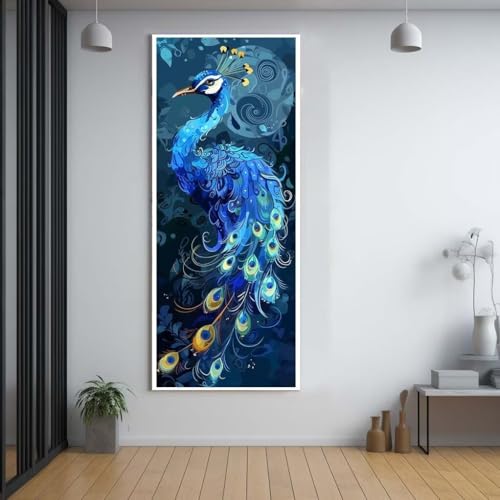 Diamond Painting Pfau Tier diamond painting erwachsene groß xxl 60x150cm，5D diamond painting set mit Zubehör Full Round Set，DIY Cross Stickerei Deko Wohnzimmer Schlafzimmer Büro Eingang Wand D51 von FCNUEBVGL