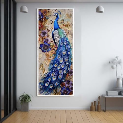 Diamond Painting Pfau Tier diamond painting erwachsene groß xxl 80x160cm，5D diamond painting set mit Zubehör Full Round Set，DIY Cross Stickerei Deko Wohnzimmer Schlafzimmer Büro Eingang Wand C45 von FCNUEBVGL