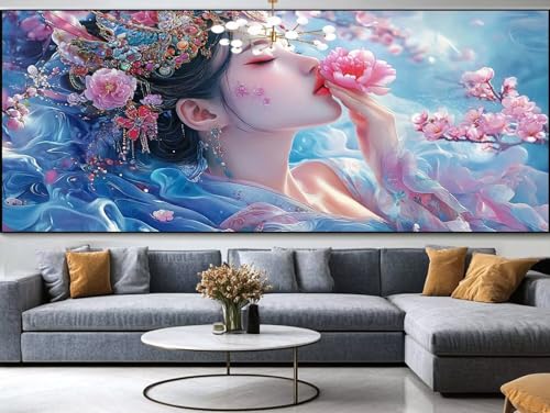 Diamond Painting Pfauen Diamond Painting Erwachsene Groß xxl 100x40cm，Blumen Diamond Painting Kinder Mit Full Square Zubehör Set，DIY Cross Stickerei Deko Wohnzimmer Schlafzimmer BüRo Eingang Wand D19 von FCNUEBVGL