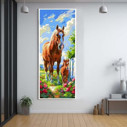 Diamond Painting Pferde Tiere diamond painting erwachsene groß xxl 100x300cm，5D diamond painting set mit Zubehör Full Square Set，DIY Cross Stickerei Deko Wohnzimmer Schlafzimmer Büro Eingang Wand G18 von FCNUEBVGL