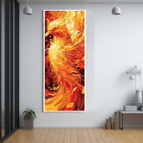 Diamond Painting Phoenix Blumen 100x200cm，5D Daiments Painting Erwachsene mit Diamond Painting Zubehör，Groß Diamont Painting bilder Set Full Square Drill Geschenk für mädchen Home Wall Décor E76 von FCNUEBVGL