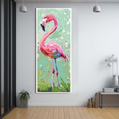 Diamond Painting Rosa Flamingo 50x120cm，5D Daiments Painting Erwachsene mit Diamond Painting Zubehör，Groß Diamont Painting bilder Set Full Round Drill Geschenk für mädchen Home Wall Décor A84 von FCNUEBVGL