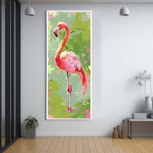 Diamond Painting Rosa Flamingo diamond painting erwachsene groß xxl 40x100cm，5D diamond painting set mit Zubehör Full Round Set，DIY Cross Stickerei Deko Wohnzimmer Schlafzimmer Büro Eingang Wand A82 von FCNUEBVGL