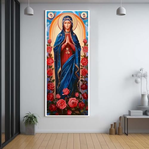 Diamond Painting Rose Jungfrau Maria diamond painting erwachsene groß xxl 80x160cm，5D diamond painting set mit Zubehör Full Round Set，DIY Cross Stickerei Deko Wohnzimmer Schlafzimmer Eingang Wand A43 von FCNUEBVGL