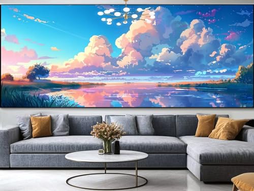 Diamond Painting Schloss Diamond Painting Erwachsene Groß xxl 200x100cm，Nachtblick Diamond Painting Kinder Mit Full Square Zubehör Set，DIY Cross Stickerei Deko Wohnzimmer Schlafzimmer Eingang Wand B31 von FCNUEBVGL