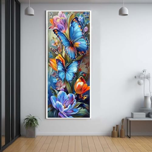 Diamond Painting Schmetterling blume 100x200cm，5D Daiments Painting Erwachsene mit Diamond Painting Zubehör，Groß Diamont Painting bilder Set Full Square Drill Geschenk für mädchen Home Wall Décor F61 von FCNUEBVGL