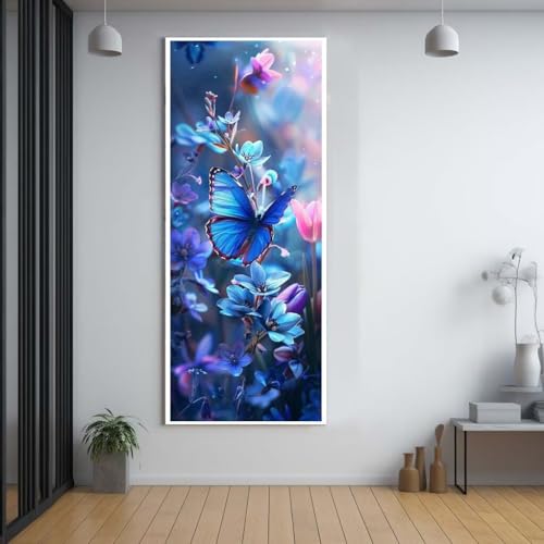 Diamond Painting Schmetterling blume 50x120cm，5D Daiments Painting Erwachsene mit Diamond Painting Zubehör，Groß Diamont Painting bilder Set Full Round Drill Geschenk für mädchen Home Wall Décor B13 von FCNUEBVGL