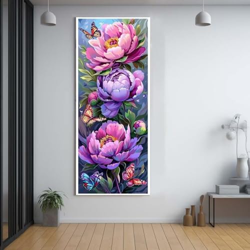 Diamond Painting Schmetterling blume diamond painting erwachsene groß xxl 50x120cm，5D diamond painting set mit Zubehör Full Round Set，DIY Cross Stickerei Deko Wohnzimmer Schlafzimmer Eingang Wand B16 von FCNUEBVGL