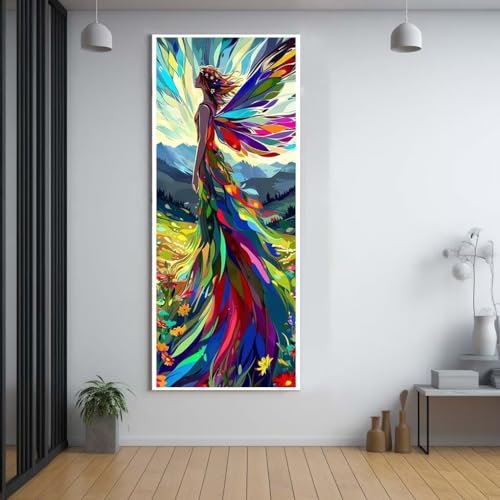 Diamond Painting Schmetterling schöne Frau 30x80cm，5D Daiments Painting Erwachsene mit Diamond Painting Zubehör，Groß Diamont Painting bilder Set Full Round Drill Geschenk für mädchen Home Décor D59 von FCNUEBVGL