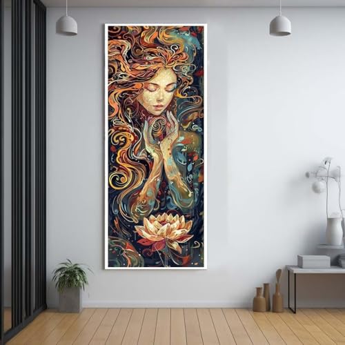 Diamond Painting Schönheit Lotusblume diamond painting erwachsene groß xxl 100x200cm，5D diamond painting set mit Zubehör Full Square Set，DIY Cross Stickerei Deko Wohnzimmer Schlafzimmer Eingang G37 von FCNUEBVGL