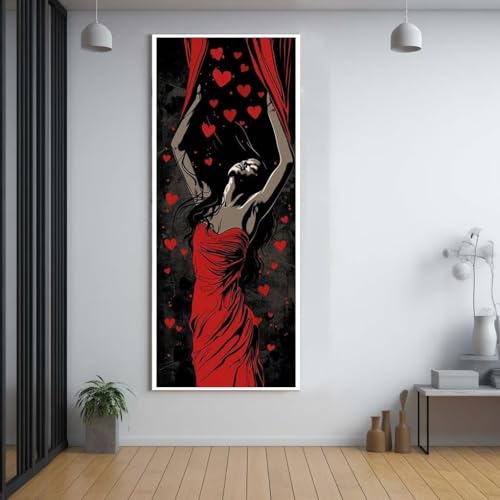 Diamond Painting Schönheit rot 80x220cm，5D Daiments Painting Erwachsene mit Diamond Painting Zubehör，Groß Diamont Painting bilder Set Full Round Drill Geschenk für mädchen Home Wall Décor C13 von FCNUEBVGL