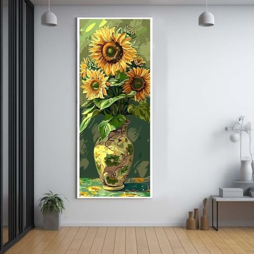 Diamond Painting Sonnenblumen Blumen 100x200cm，5D Daiments Painting Erwachsene mit Diamond Painting Zubehör，Groß Diamont Painting bilder Set Full Square Drill Geschenk für mädchen Home Wall Décor F69 von FCNUEBVGL