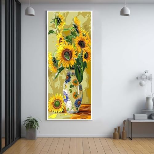 Diamond Painting Sonnenblumen Blumen 100x300cm，5D Daiments Painting Erwachsene mit Diamond Painting Zubehör，Groß Diamont Painting bilder Set Full Square Drill Geschenk für mädchen Home Wall Décor F68 von FCNUEBVGL