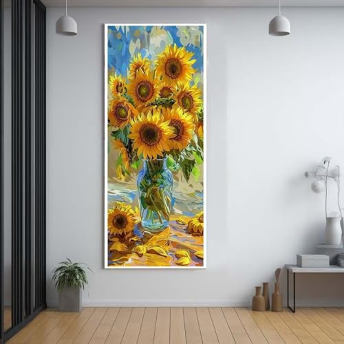 Diamond Painting Sonnenblumen Blumen 100x300cm，5D Daiments Painting Erwachsene mit Diamond Painting Zubehör，Groß Diamont Painting bilder Set Full Square Drill Geschenk für mädchen Home Wall Décor G41 von FCNUEBVGL