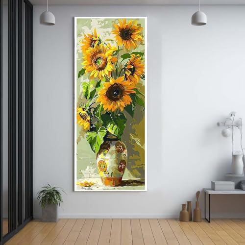 Diamond Painting Sonnenblumen Blumen 100x300cm，5D Daiments Painting Erwachsene mit Diamond Painting Zubehör，Groß Diamont Painting bilder Set Full Square Drill Geschenk für mädchen Home Wall Décor F70 von FCNUEBVGL