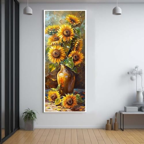 Diamond Painting Sonnenblumen Blumen 30x80cm，5D Daiments Painting Erwachsene mit Diamond Painting Zubehör，Groß Diamont Painting bilder Set Full Square Drill Geschenk für mädchen Home Wall Décor G42 von FCNUEBVGL