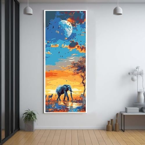 Diamond Painting Sonnenuntergang Elefant diamond painting erwachsene groß xxl 40x100cm，5D diamond painting set mit Zubehör Full Square Set，DIY Cross Stickerei Deko Wohnzimmer Schlafzimmer Eingang G76 von FCNUEBVGL