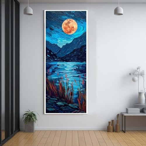 Diamond Painting Sonnenuntergang Fluss 50x120cm，5D Daiments Painting Erwachsene mit Diamond Painting Zubehör，Groß Diamont Painting bilder Set Full Round Drill Geschenk für mädchen Home Wall Décor D9 von FCNUEBVGL