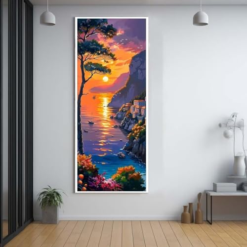 Diamond Painting Sonnenuntergang Landschaft 50x120cm，5D Daiments Painting Erwachsene mit Diamond Painting Zubehör，Groß Diamont Painting bilder Set Full Round Drill Geschenk für mädchen Home Décor C48 von FCNUEBVGL