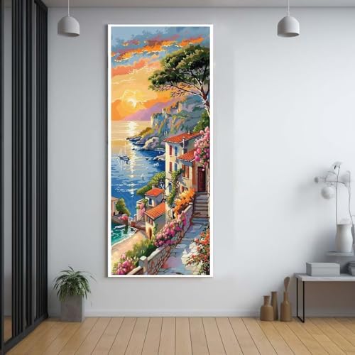 Diamond Painting Sonnenuntergang Meerblick diamond painting erwachsene groß 80x160cm，5D diamond painting set mit Zubehör Full Round Set，DIY Cross Stickerei Deko Wohnzimmer Schlafzimmer Eingang C59 von FCNUEBVGL