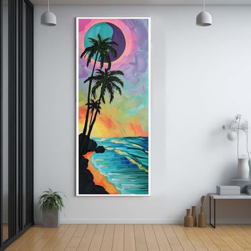 Diamond Painting Sonnenuntergang Strand diamond painting erwachsene groß xxl 50x120cm，5D diamond painting set mit Zubehör Full Round Set，DIY Cross Stickerei Deko Wohnzimmer Schlafzimmer Eingang D82 von FCNUEBVGL