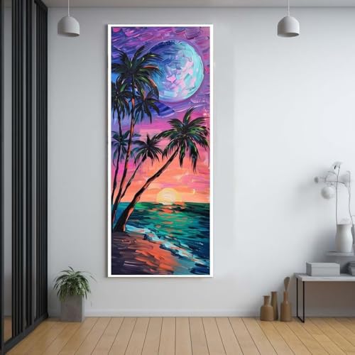 Diamond Painting Sonnenuntergang Strand diamond painting erwachsene groß xxl 90x250cm，5D diamond painting set mit Zubehör Full Round Set，DIY Cross Stickerei Deko Wohnzimmer Schlafzimmer Eingang D71 von FCNUEBVGL