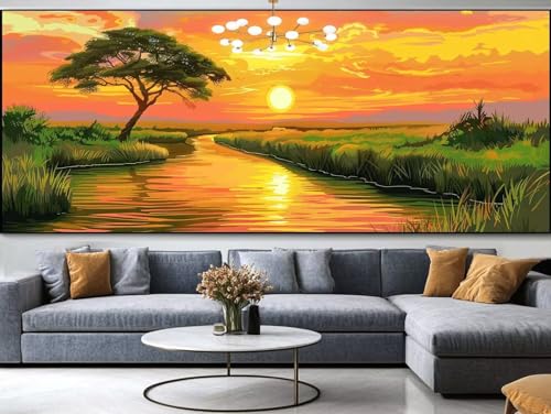 Diamond Painting Strand Diamond Painting Erwachsene Groß xxl 120x50cm，Landschaft Diamond Painting Kinder Mit Full Square Zubehör Set，DIY Cross Stickerei Deko Wohnzimmer Schlafzimmer Eingang Wand C56 von FCNUEBVGL