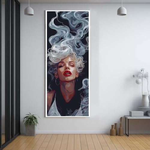 Diamond Painting Süße schöne Frau 100x300cm，5D Daiments Painting Erwachsene mit Diamond Painting Zubehör，Groß Diamont Painting bilder Set Full Square Drill Geschenk für mädchen Home Wall Décor F46 von FCNUEBVGL