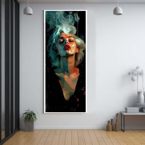 Diamond Painting Süße schöne Frau 50x120cm，5D Daiments Painting Erwachsene mit Diamond Painting Zubehör，Groß Diamont Painting bilder Set Full Square Drill Geschenk für mädchen Home Wall Décor F47 von FCNUEBVGL