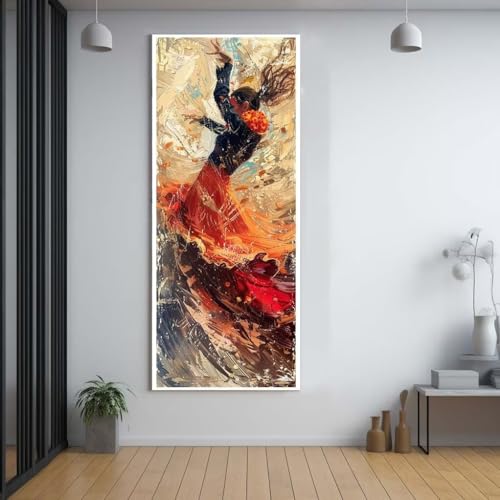 Diamond Painting Tänzerin schöne Frau 100x300cm，5D Daiments Painting Erwachsene mit Diamond Painting Zubehör，Groß Diamont Painting bilder Set Full Square Drill Geschenk für mädchen Home Wall Décor E89 von FCNUEBVGL