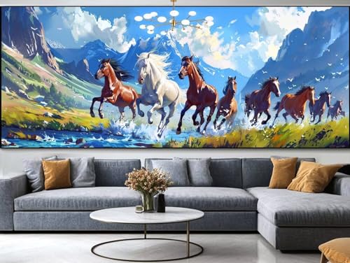 Diamond Painting Tier Diamond Painting Erwachsene Groß xxl 150x60cm，Pferd Diamond Painting Kinder Mit Full Square Zubehör Set，DIY Cross Stickerei Deko Wohnzimmer Schlafzimmer BüRo Eingang Wand B79 von FCNUEBVGL