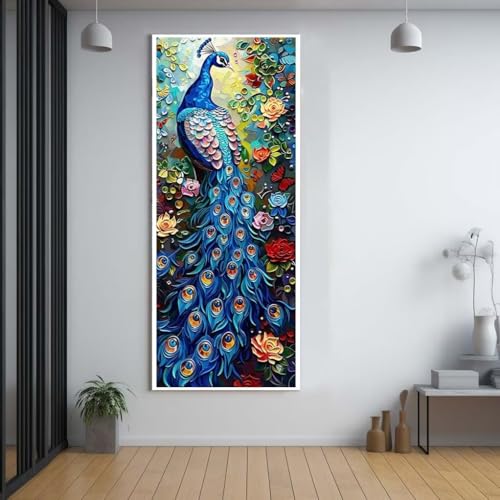 Diamond Painting Tiere Pfau 100x200cm，5D Daiments Painting Erwachsene mit Diamond Painting Zubehör，Groß Diamont Painting bilder Set Full Square Drill Geschenk für mädchen Home Wall Décor G14 von FCNUEBVGL