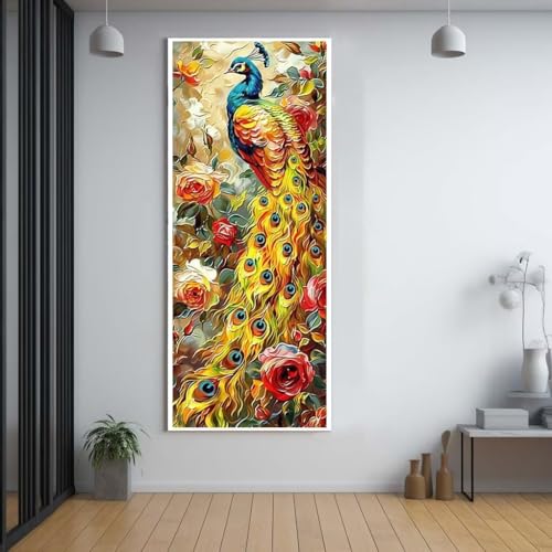 Diamond Painting Tiere Pfau 100x300cm，5D Daiments Painting Erwachsene mit Diamond Painting Zubehör，Groß Diamont Painting bilder Set Full Square Drill Geschenk für mädchen Home Wall Décor G11 von FCNUEBVGL