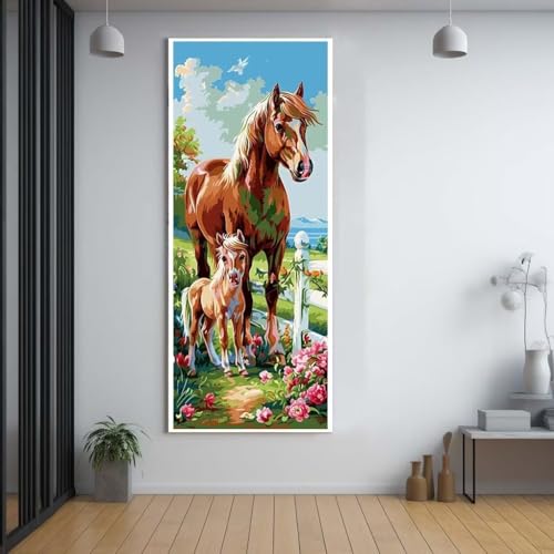 Diamond Painting Tiere Pferde 100x200cm，5D Daiments Painting Erwachsene mit Diamond Painting Zubehör，Groß Diamont Painting bilder Set Full Square Drill Geschenk für mädchen Home Wall Décor G40 von FCNUEBVGL