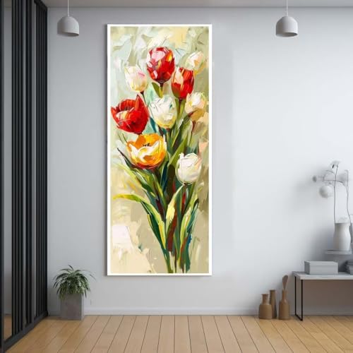 Diamond Painting Tulpe blume diamond painting erwachsene groß xxl 70x200cm，5D diamond painting set mit Zubehör Full Round Set，DIY Cross Stickerei Deko Wohnzimmer Schlafzimmer Büro Eingang Wand B1 von FCNUEBVGL