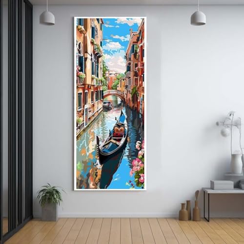 Diamond Painting Venedig landschaft 80x160cm，5D Daiments Painting Erwachsene mit Diamond Painting Zubehör，Groß Diamont Painting bilder Set Full Square Drill Geschenk für mädchen Home Wall Décor G58 von FCNUEBVGL