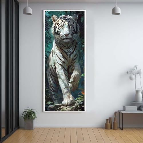 Diamond Painting Wald Tiger 100x300cm，5D Daiments Painting Erwachsene mit Diamond Painting Zubehör，Groß Diamont Painting bilder Set Full Square Drill Geschenk für mädchen Home Wall Décor G21 von FCNUEBVGL