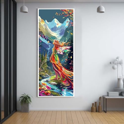 Diamond Painting Wald schöne Frau 50x120cm，5D Daiments Painting Erwachsene mit Diamond Painting Zubehör，Groß Diamont Painting bilder Set Full Round Drill Geschenk für mädchen Home Wall Décor C52 von FCNUEBVGL