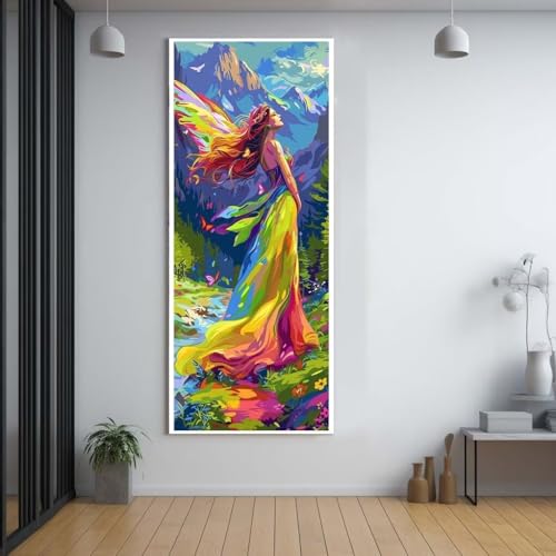 Diamond Painting Wald schöne Frau 60x150cm，5D Daiments Painting Erwachsene mit Diamond Painting Zubehör，Groß Diamont Painting bilder Set Full Round Drill Geschenk für mädchen Home Wall Décor C53 von FCNUEBVGL