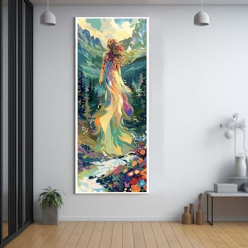 Diamond Painting Wald schöne Frau diamond painting erwachsene groß xxl 90x180cm，5D diamond painting set mit Zubehör Full Round Set，DIY Cross Stickerei Deko Wohnzimmer Schlafzimmer Eingang Wand C51 von FCNUEBVGL