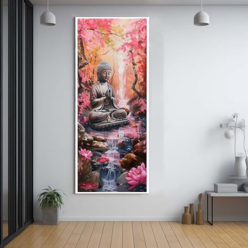 Diamond Painting Wasserfall Buddha 100x300cm，5D Daiments Painting Erwachsene mit Diamond Painting Zubehör，Groß Diamont Painting bilder Set Full Round Drill Geschenk für mädchen Home Wall Décor B52 von FCNUEBVGL