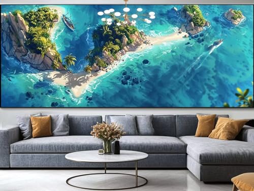 Diamond Painting im Winter Diamond Painting Erwachsene Groß xxl 120x50cm，See Diamond Painting Kinder Mit Full Square Zubehör Set，DIY Cross Stickerei Deko Wohnzimmer Schlafzimmer BüRo Eingang Wand B66 von FCNUEBVGL