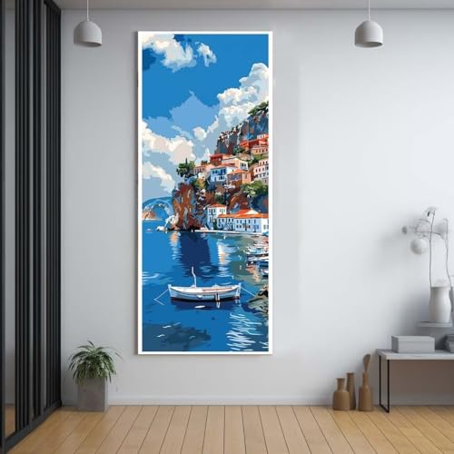 FCNUEBVGL Diamond Painting Dock schiff 50x120cm，5D Daiments Painting Erwachsene mit Diamond Painting Zubehör，Groß Diamont Painting bilder Set Full Round Drill Geschenk für mädchen Home Wall Décor A26 von FCNUEBVGL