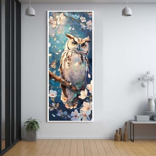 FCNUEBVGL Diamond Painting Eule Tier 60x150cm，5D Daiments Painting Erwachsene mit Diamond Painting Zubehör，Groß Diamont Painting bilder Set Full Round Drill Geschenk für mädchen Home Wall Décor C79 von FCNUEBVGL