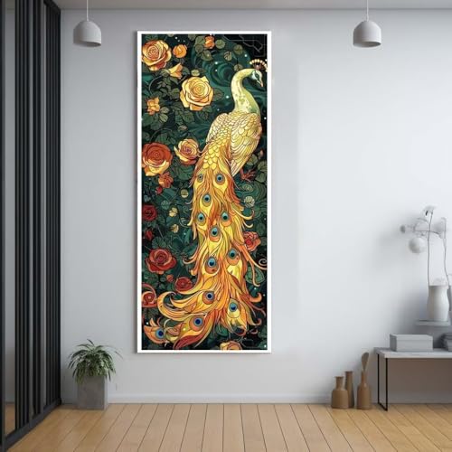 FCNUEBVGL Diamond Painting Pfau Tier 100x200cm，5D Daiments Painting Erwachsene mit Diamond Painting Zubehör，Groß Diamont Painting bilder Set Full Square Drill Geschenk für mädchen Home Wall Décor G26 von FCNUEBVGL