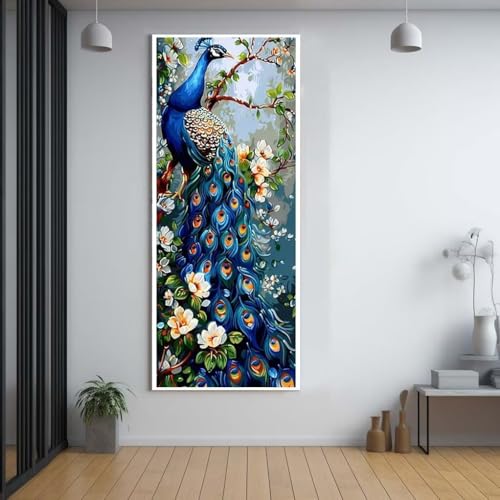 FCNUEBVGL Diamond Painting Pfau Tier 80x160cm，5D Daiments Painting Erwachsene mit Diamond Painting Zubehör，Groß Diamont Painting bilder Set Full Round Drill Geschenk für mädchen Home Wall Décor C72 von FCNUEBVGL