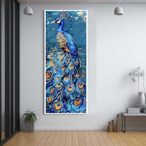 FCNUEBVGL Diamond Painting Pfau Tier 90x250cm，5D Daiments Painting Erwachsene mit Diamond Painting Zubehör，Groß Diamont Painting bilder Set Full Round Drill Geschenk für mädchen Home Wall Décor D50 von FCNUEBVGL